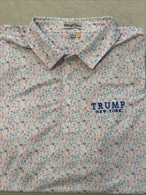 Straight Down Trump New York Spirit Cocktail Print Performance Golf Polo Shirt M